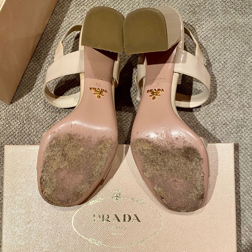 Prada - 42 - Nude - Chunk Heel Sandals - Picture 7 of 8